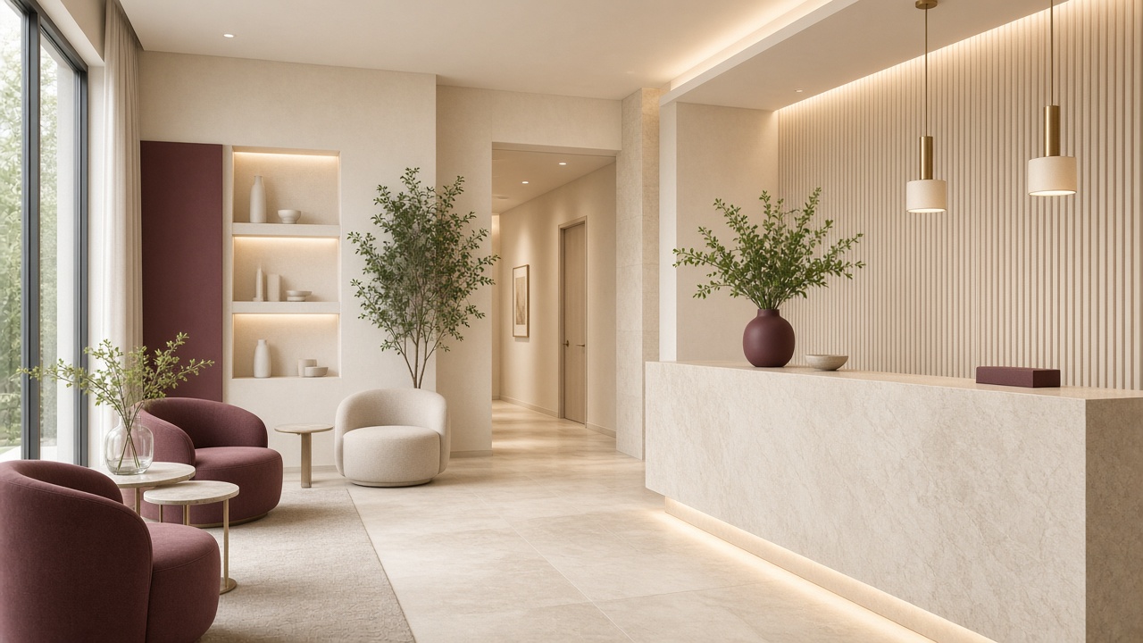 DERAVIA kliniği resepsiyon alanı