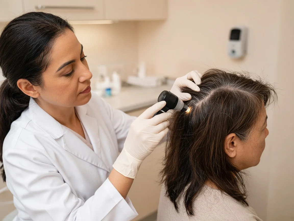 Saç ve saç derisi değerlendirmesi — hekim gözetiminde klinik inceleme