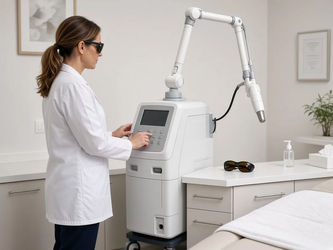 DERAVIA kliniğinde lazer uygulama odası — hekim gözetiminde kontrollü uygulama