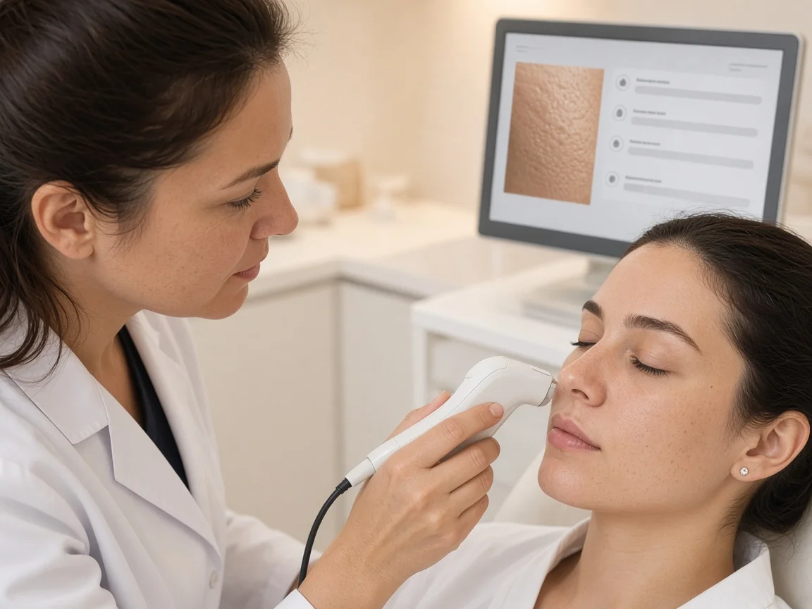 DERAVIA kliniğinde cilt analiz değerlendirmesi — hekim gözetiminde