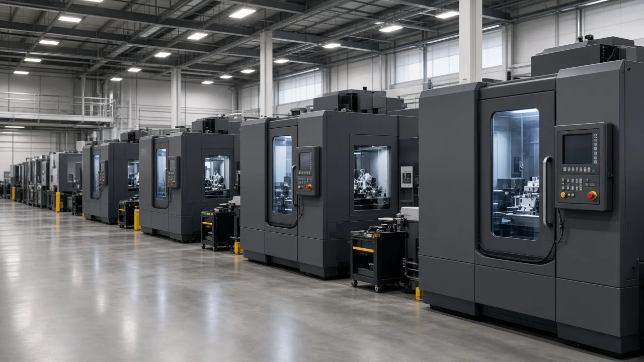 Düzenli CNC üretim salonunda seri imalat