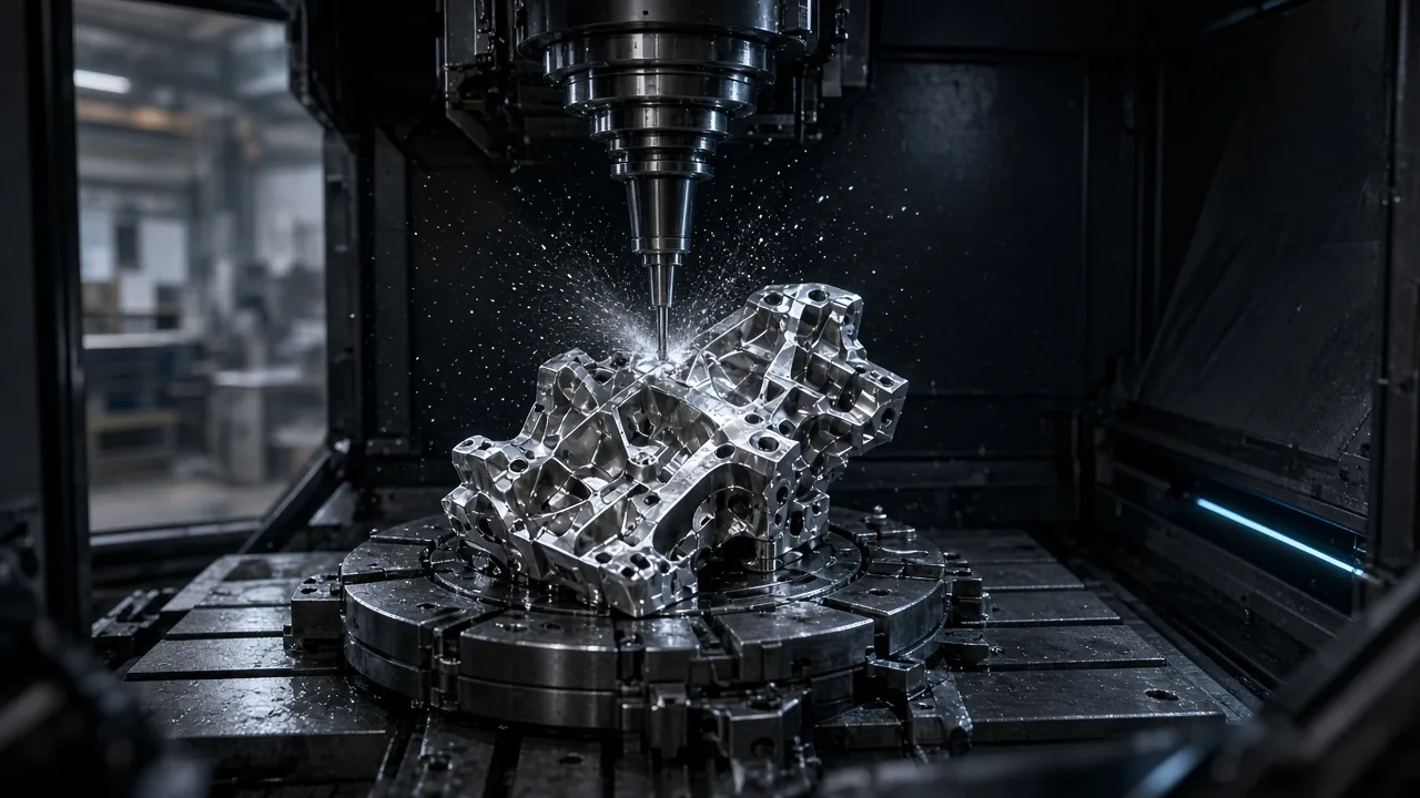 Beş eksen CNC tezgahında eğik yüzeyli metal parça