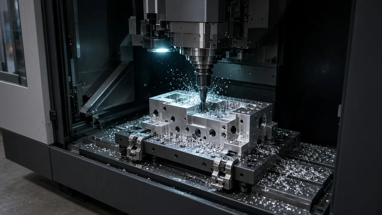 CNC freze tezgahında işlenen alüminyum gövde
