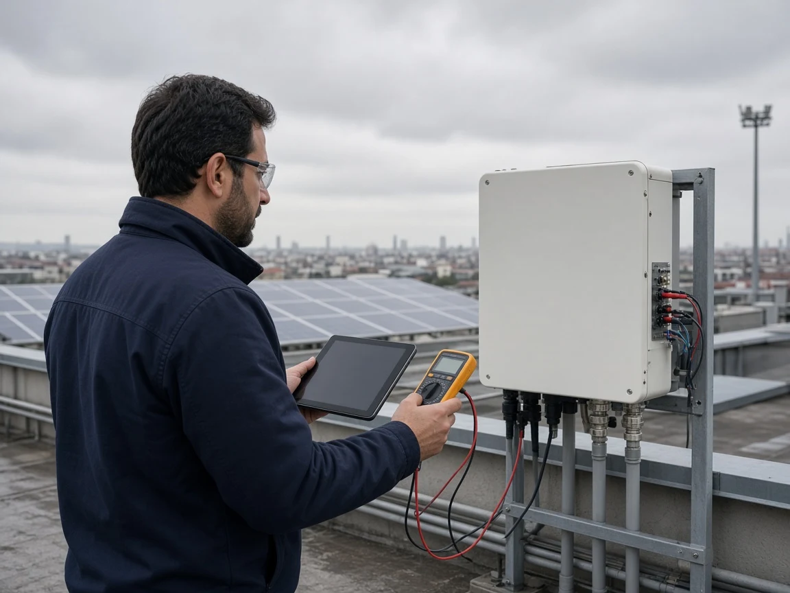 Sanayi tesisinde güneş enerjisi sisteminin devreye alma testleri