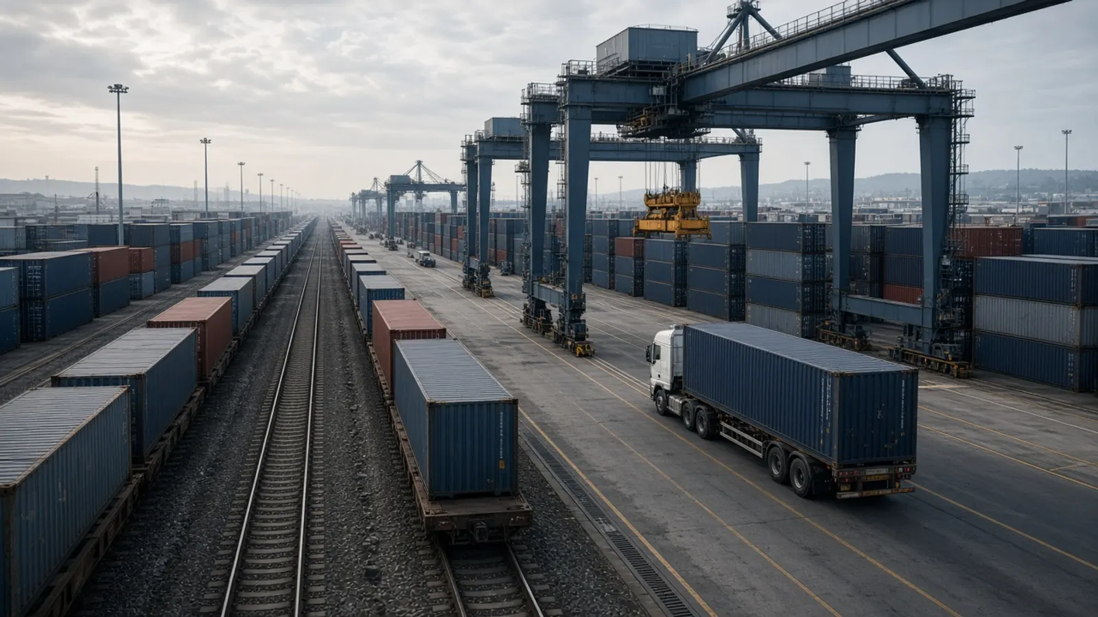 Intermodal terminalde konteyner ve ray aktarması