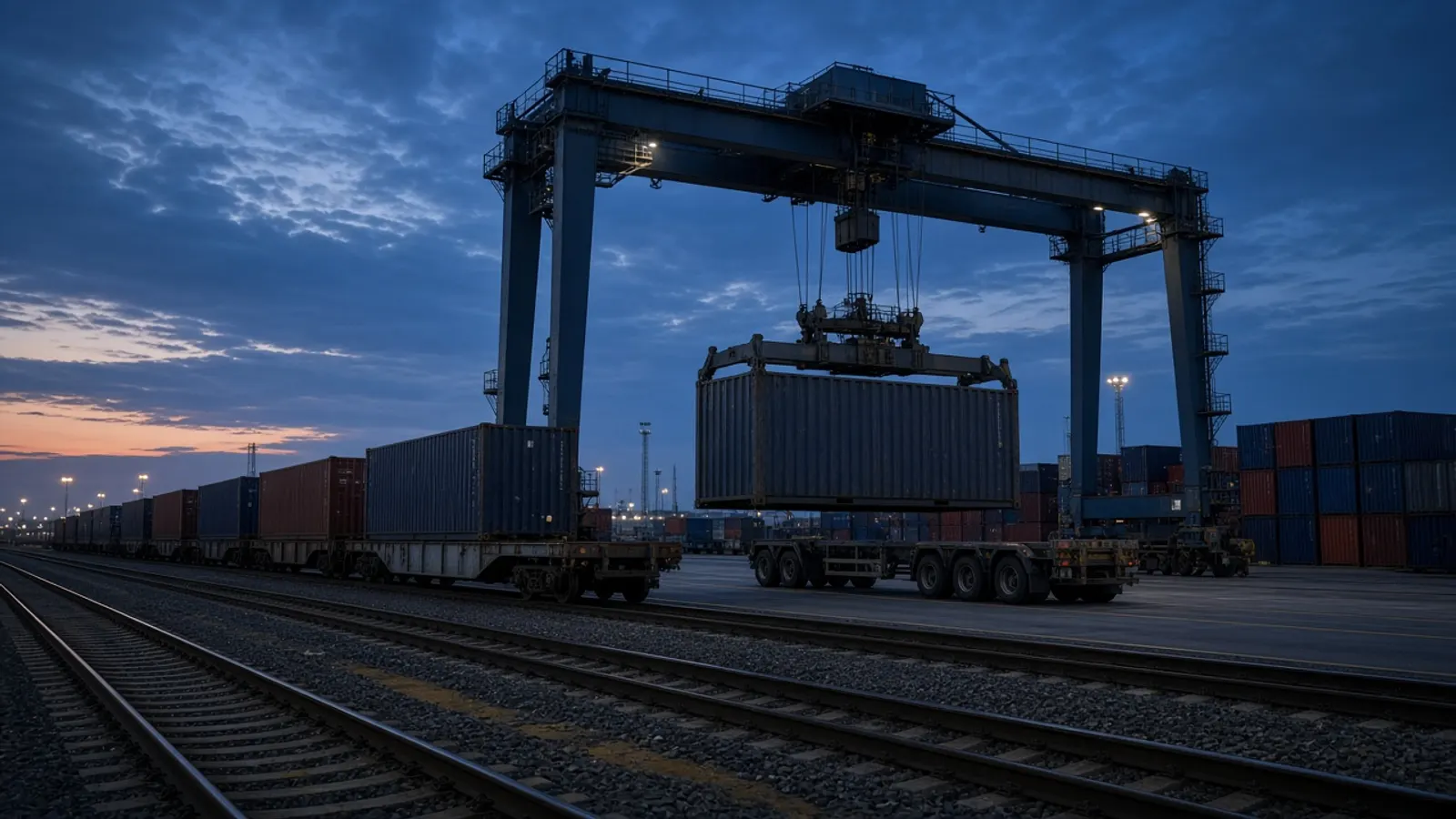 Intermodal terminalde konteyner ray aktarması