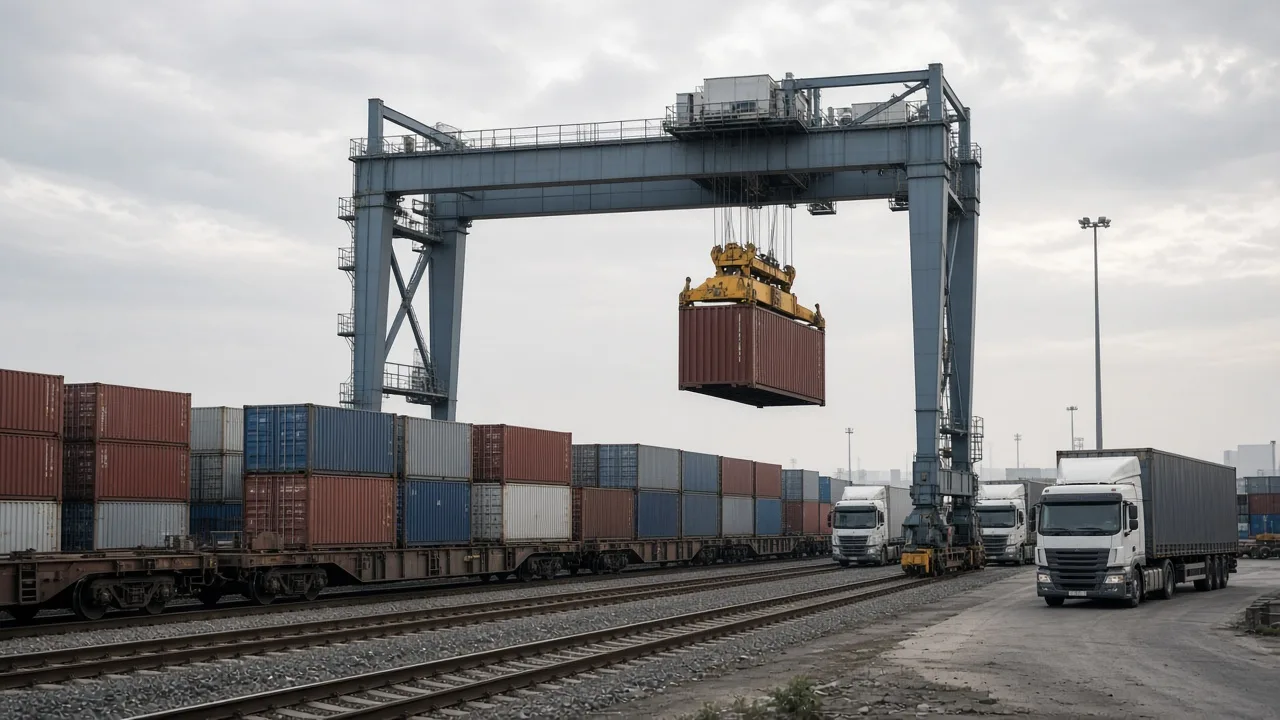 Ray ve karayolunun birleştiği intermodal terminal