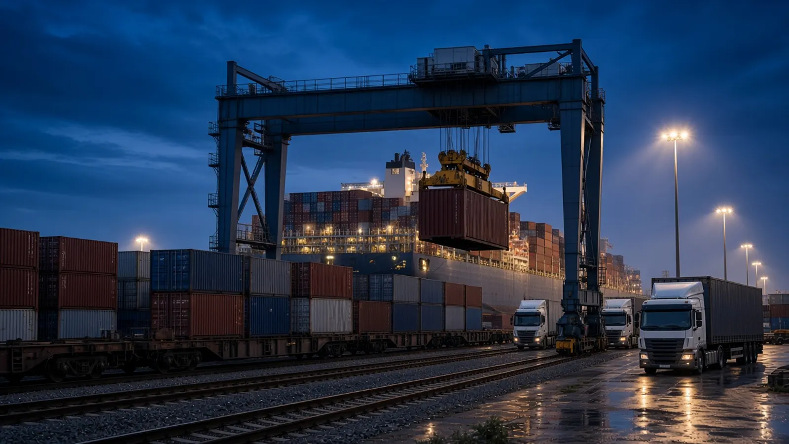 Liman, demiryolu ve karayolunun birleştiği intermodal lojistik düğümü