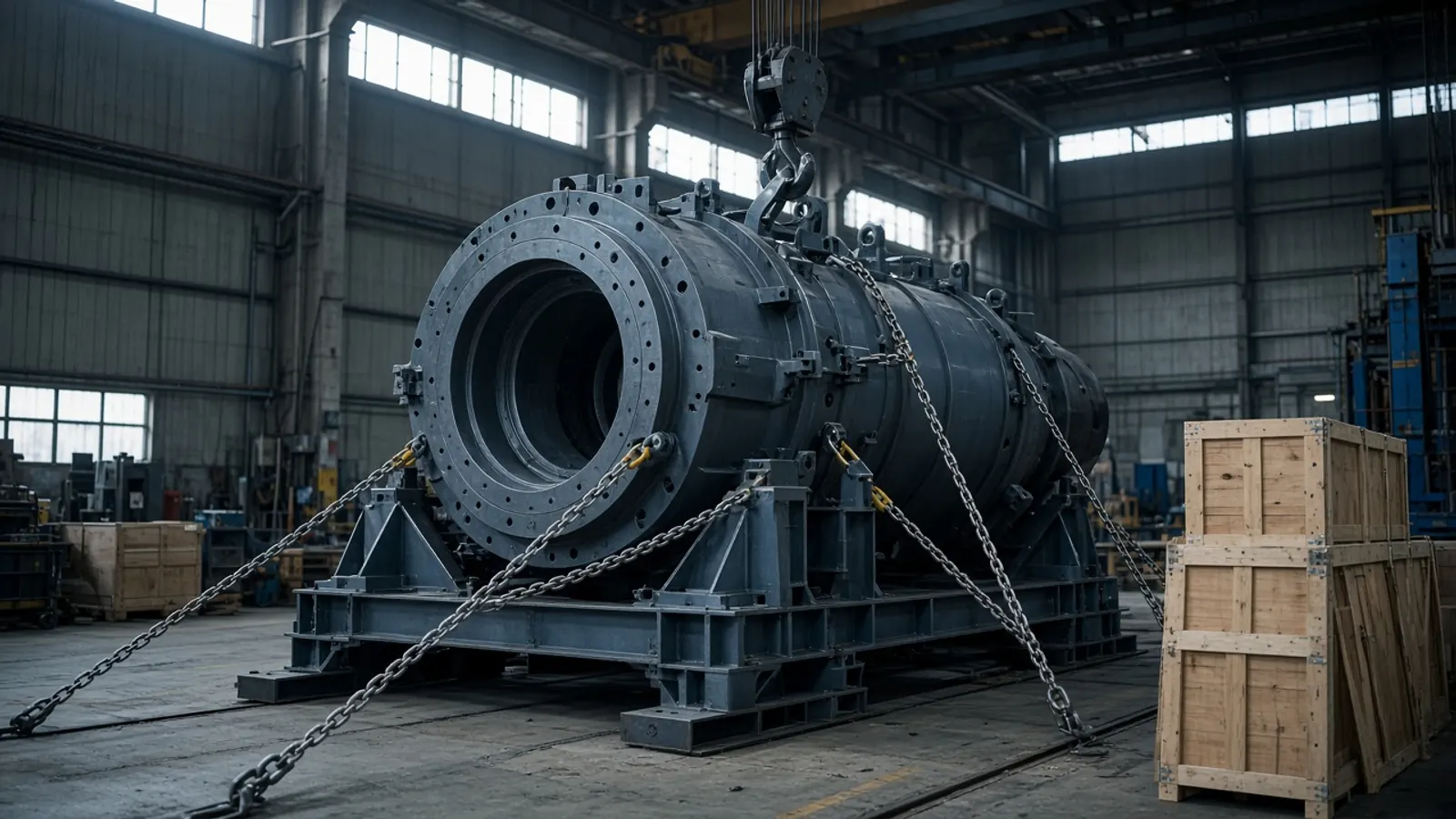 İhracat için çelik beşikte hazırlanan ölçü dışı endüstriyel makine